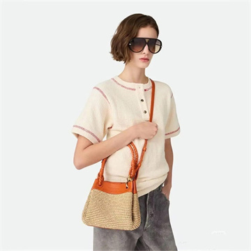bottega veneta intreccio raffia and leather shoulder bag